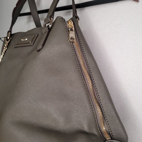 NEW DKNY Bryant Park Zip Side Shopper Saffiano Leather Tote Bag Olive - Picture 6 of 11